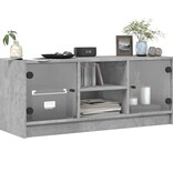 VidaXL Tv-meubel met glazen deuren 102x37x42 cm betongrijs