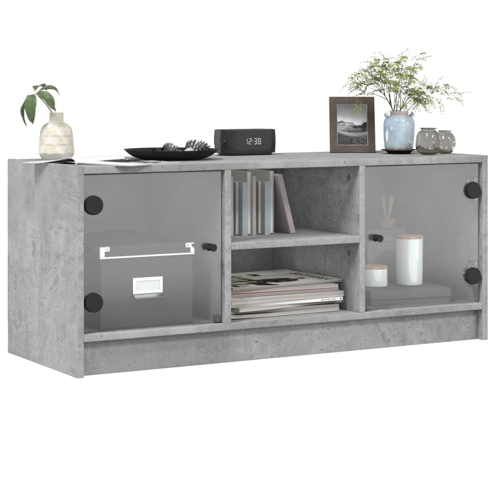 VidaXL Mobile Porta TV Con Ante In Vetro Rovere Fumo 102x37x42 Cm | EBay
