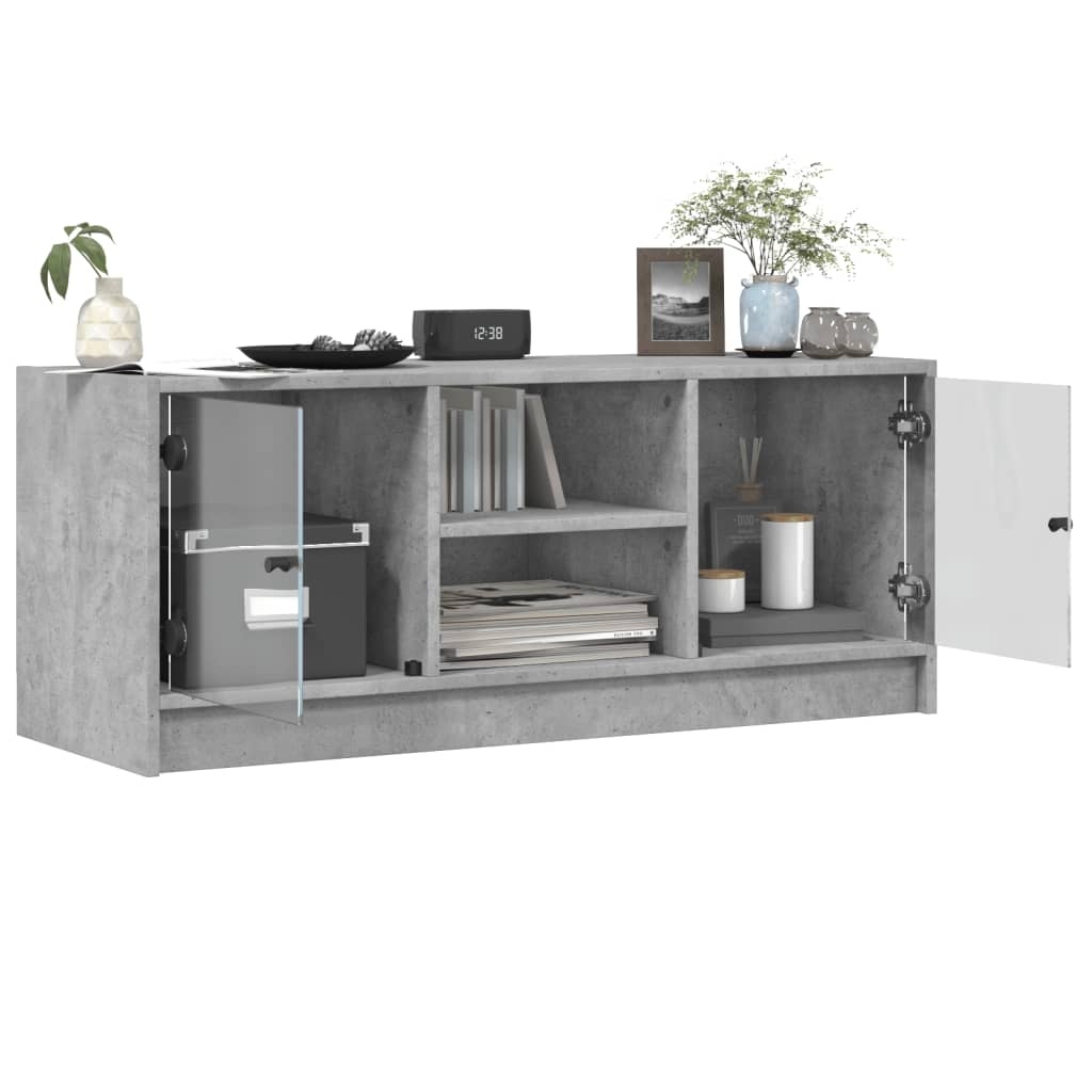 VidaXL Tv-meubel met glazen deuren 102x37x42 cm betongrijs