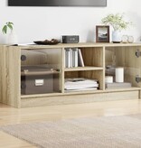 VidaXL Tv-meubel met glazen deuren 102x37x42 cm sonoma eikenkleurig