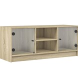 VidaXL Tv-meubel met glazen deuren 102x37x42 cm sonoma eikenkleurig