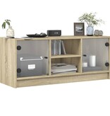 VidaXL Tv-meubel met glazen deuren 102x37x42 cm sonoma eikenkleurig