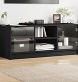 VidaXL Tv-meubel met glazen deuren 102x37x42 cm zwart