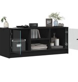 VidaXL Tv-meubel met glazen deuren 102x37x42 cm zwart