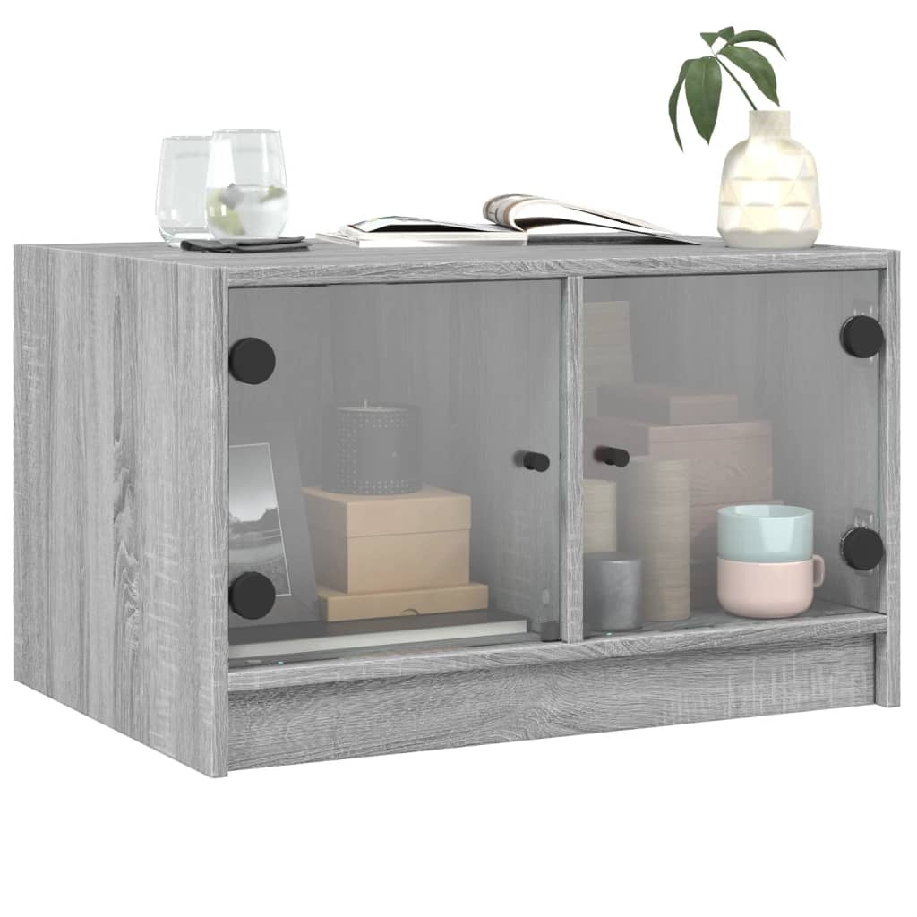 VidaXL Salontafel met glazen deuren 68x50x42 cm grijs sonoma eiken