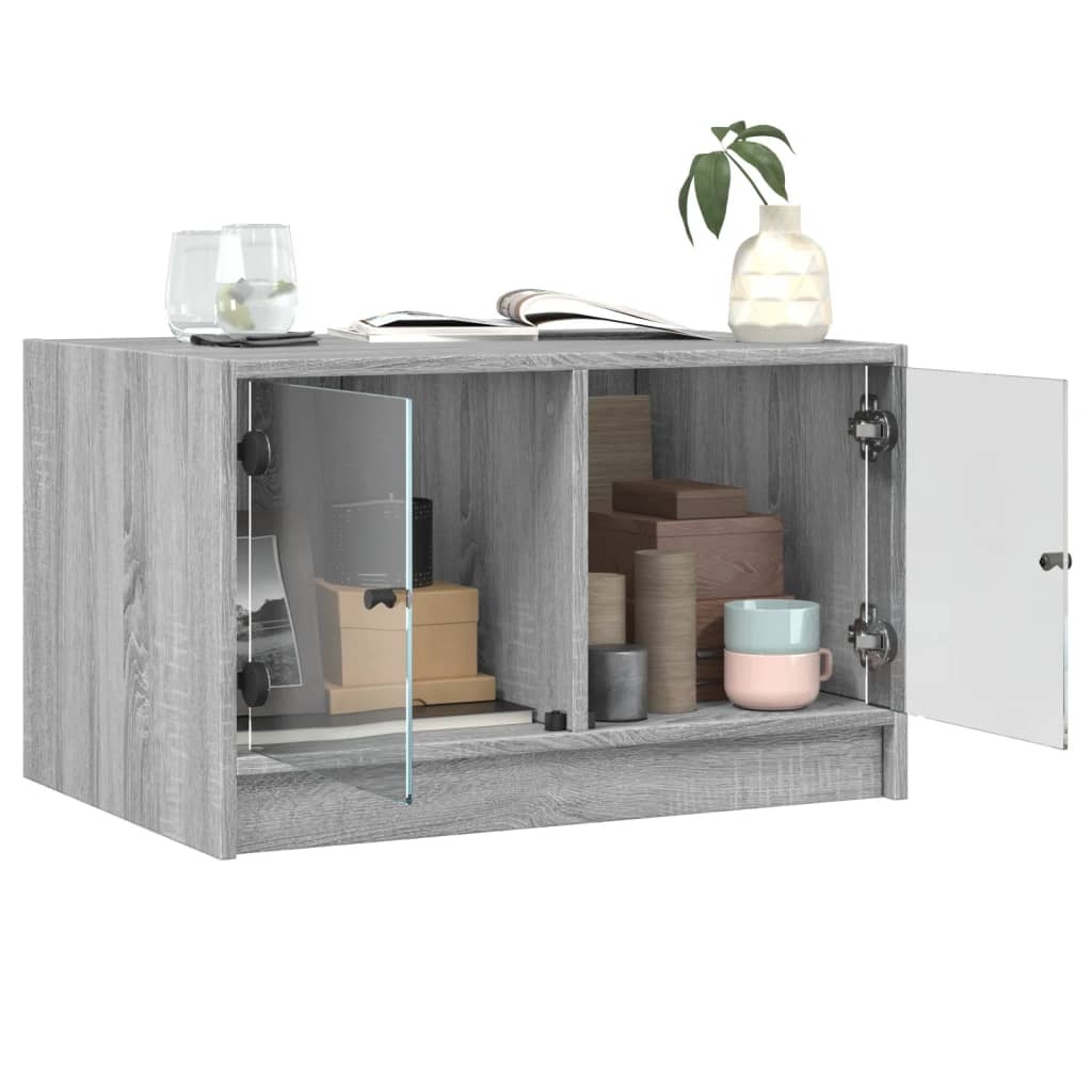 VidaXL Salontafel met glazen deuren 68x50x42 cm grijs sonoma eiken