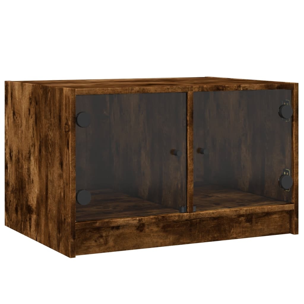 VidaXL Salontafel met glazen deuren 68x50x42 cm gerookt eikenkleurig