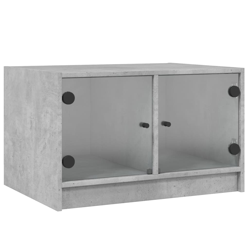 VidaXL Salontafel met glazen deuren 68x50x42 cm betongrijs