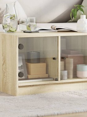 VidaXL Salontafel met glazen deuren 68x50x42 cm sonoma eikenkleurig