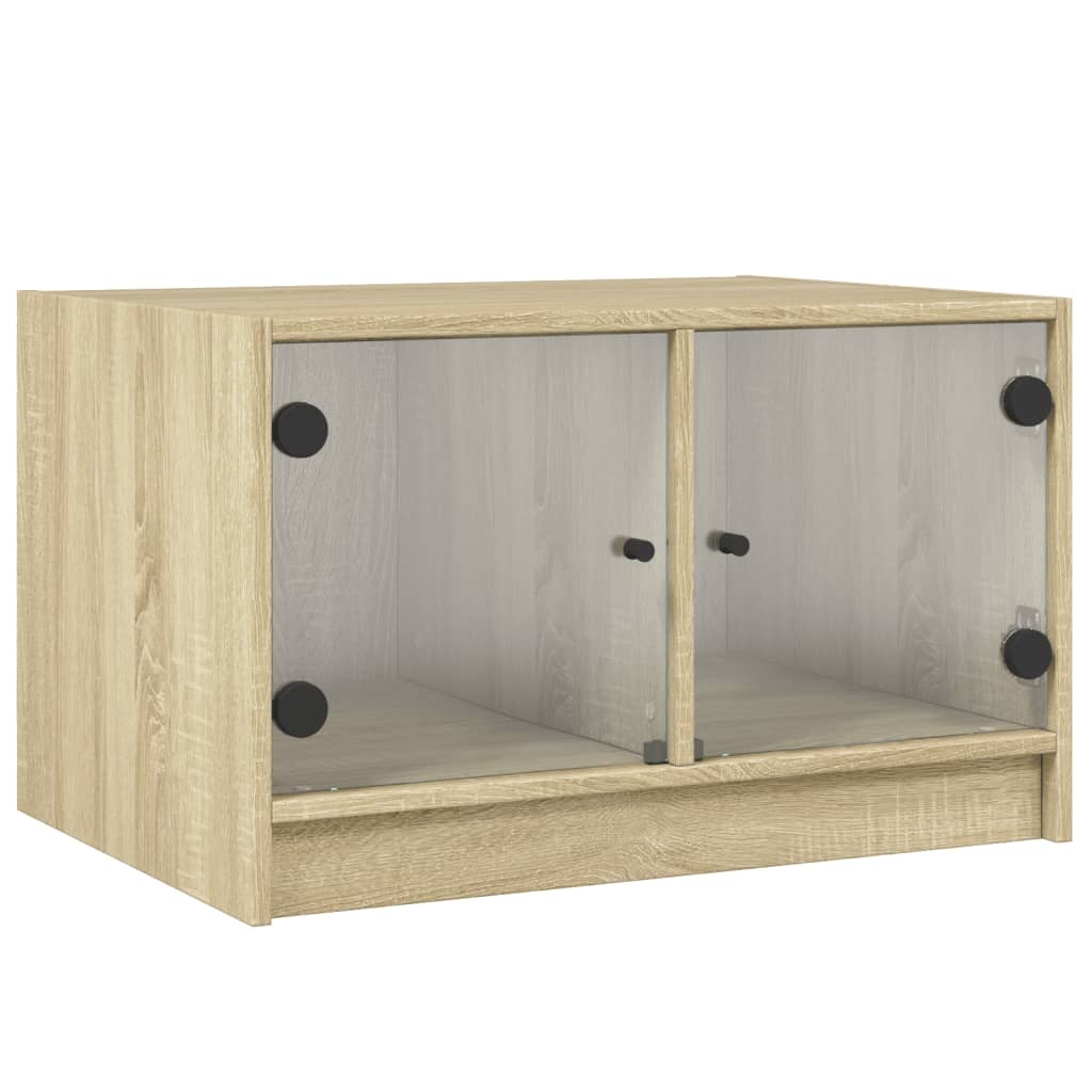 VidaXL Salontafel met glazen deuren 68x50x42 cm sonoma eikenkleurig