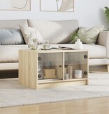 VidaXL Salontafel met glazen deuren 68x50x42 cm sonoma eikenkleurig