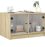 VidaXL Salontafel met glazen deuren 68x50x42 cm sonoma eikenkleurig