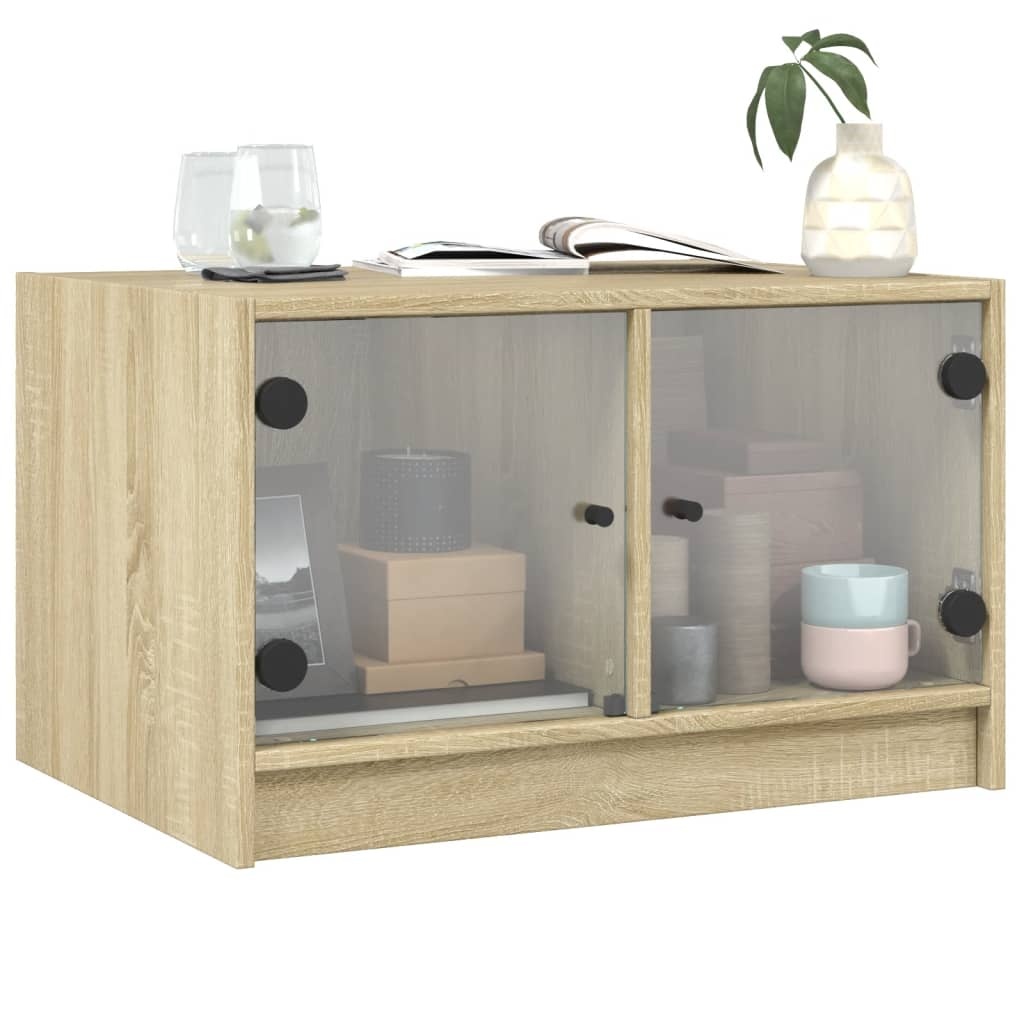 VidaXL Salontafel met glazen deuren 68x50x42 cm sonoma eikenkleurig