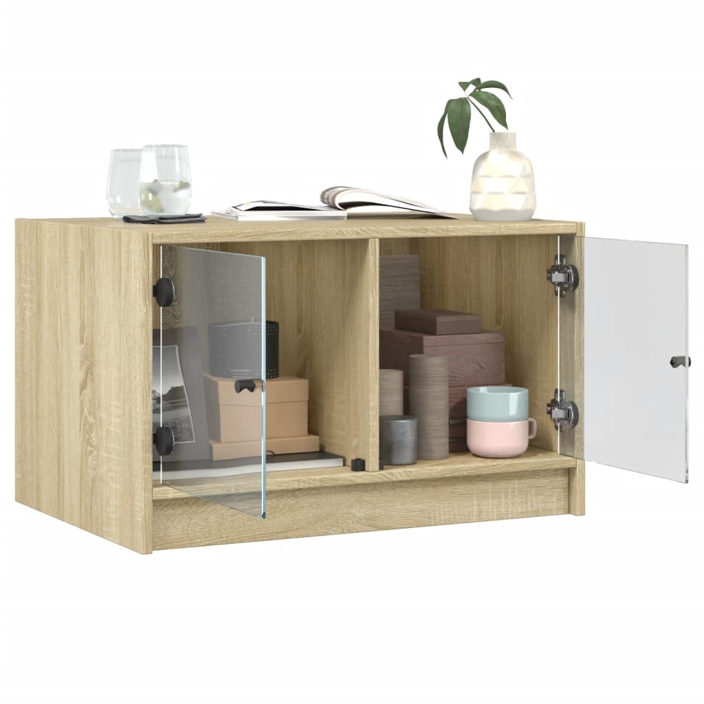 VidaXL Salontafel met glazen deuren 68x50x42 cm sonoma eikenkleurig
