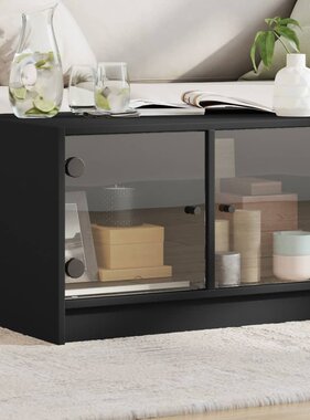 VidaXL Salontafel met glazen deuren 68x50x42 cm zwart