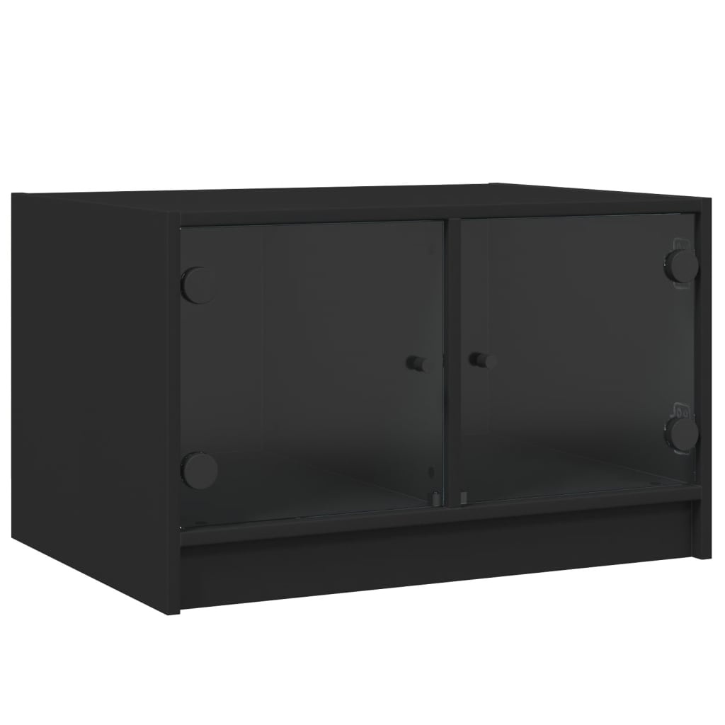 VidaXL Salontafel met glazen deuren 68x50x42 cm zwart