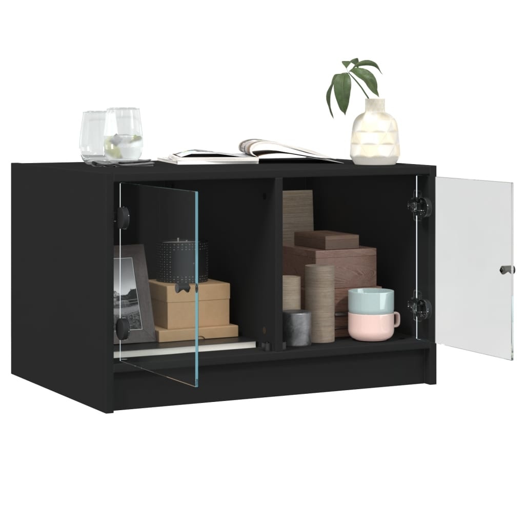 VidaXL Salontafel met glazen deuren 68x50x42 cm zwart
