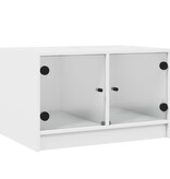 VidaXL Salontafel met glazen deuren 68x50x42 cm wit