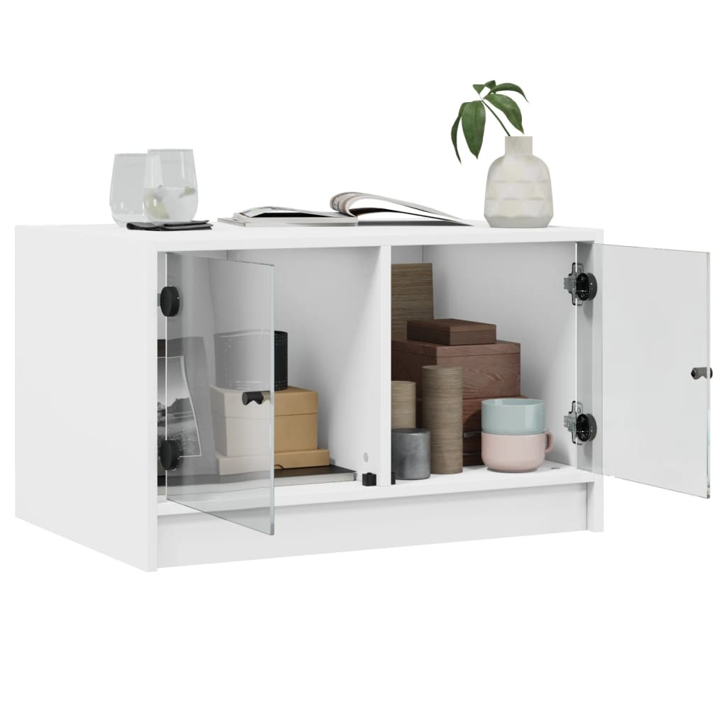 VidaXL Salontafel met glazen deuren 68x50x42 cm wit