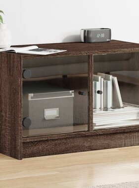 VidaXL Tv-meubel met glazen deuren 68x37x42 cm bruineikenkleurig