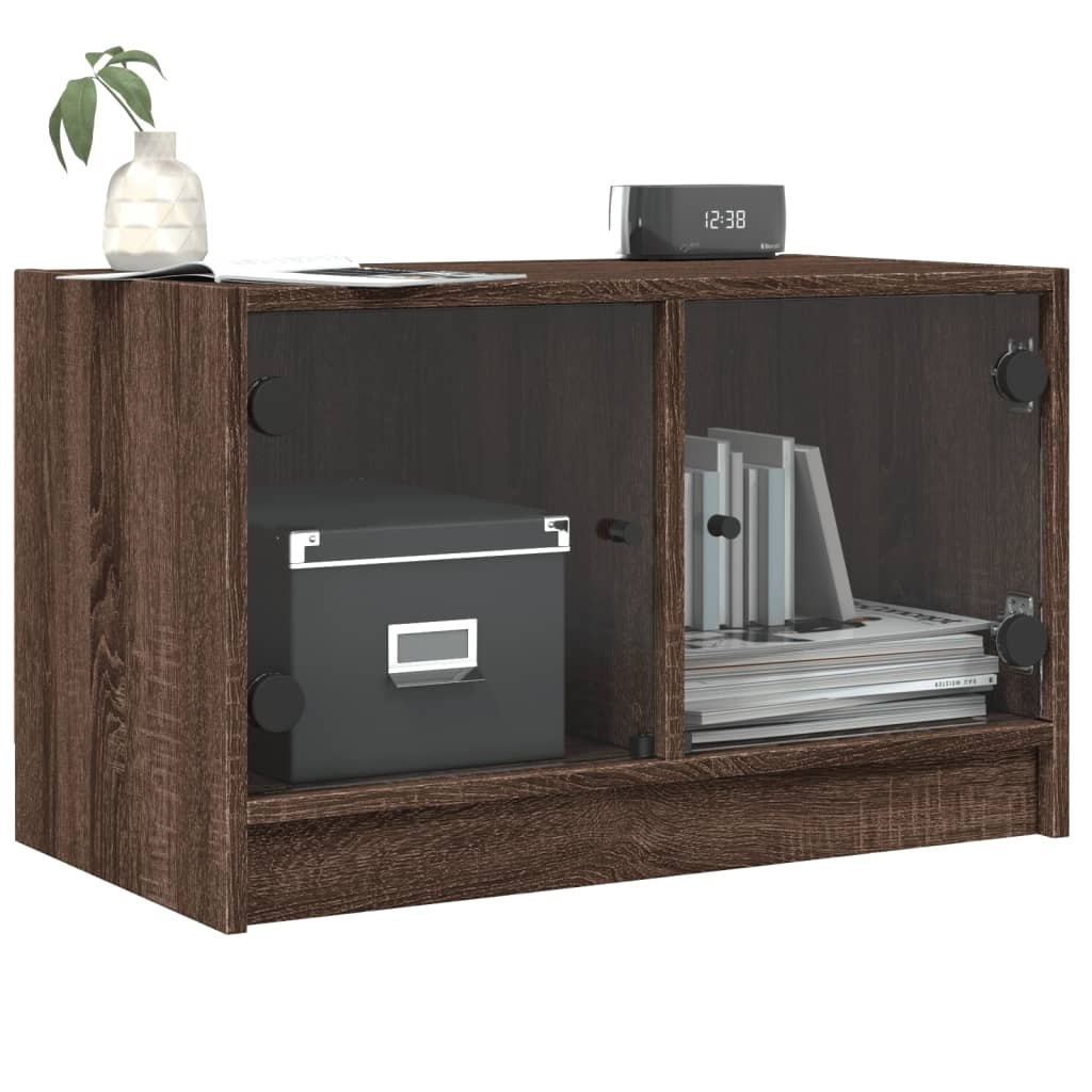 VidaXL Tv-meubel met glazen deuren 68x37x42 cm bruineikenkleurig
