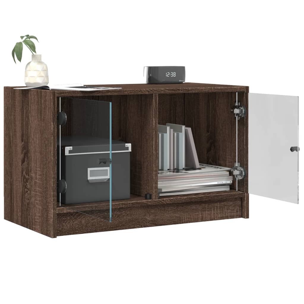 VidaXL Tv-meubel met glazen deuren 68x37x42 cm bruineikenkleurig