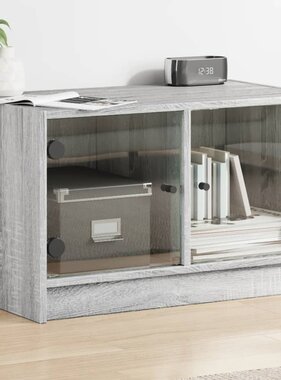 VidaXL Tv-meubel met glazen deuren 68x37x42 cm grijs sonoma eiken