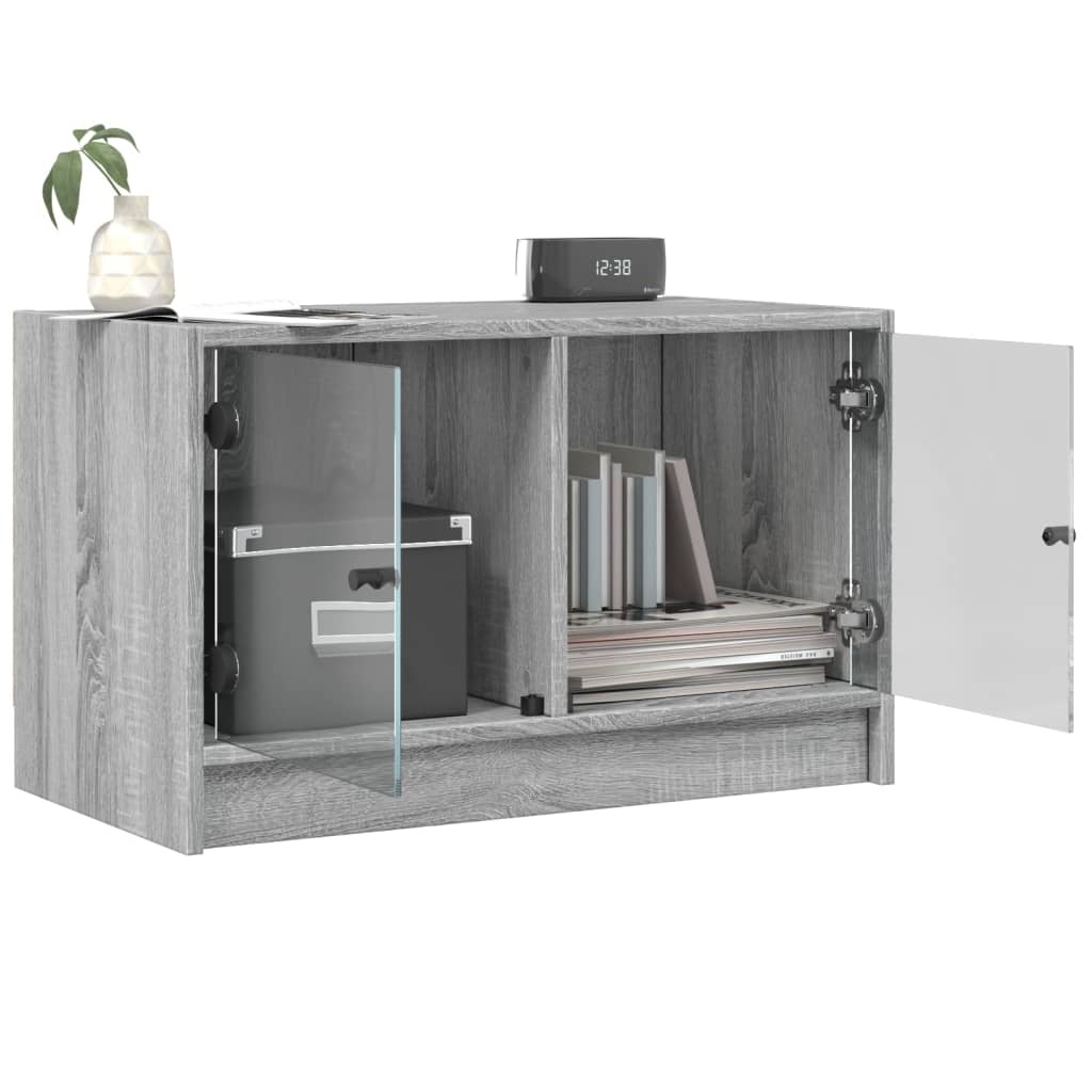 VidaXL Tv-meubel met glazen deuren 68x37x42 cm grijs sonoma eiken