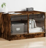 VidaXL Tv-meubel met glazen deuren 68x37x42 cm gerookt eikenkleurig