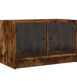 VidaXL Tv-meubel met glazen deuren 68x37x42 cm gerookt eikenkleurig