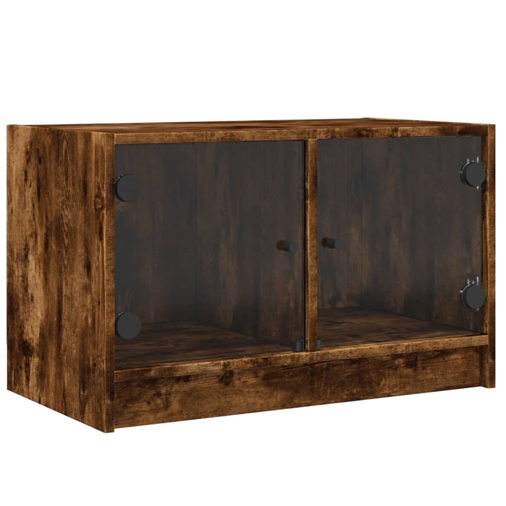 VidaXL Tv-meubel met glazen deuren 68x37x42 cm gerookt eikenkleurig