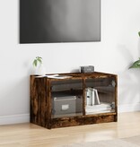 VidaXL Tv-meubel met glazen deuren 68x37x42 cm gerookt eikenkleurig