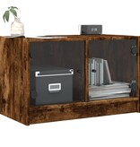 VidaXL Tv-meubel met glazen deuren 68x37x42 cm gerookt eikenkleurig