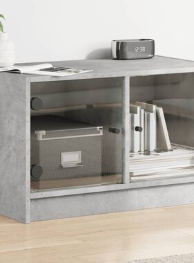 VidaXL Tv-meubel met glazen deuren 68x37x42 cm betongrijs