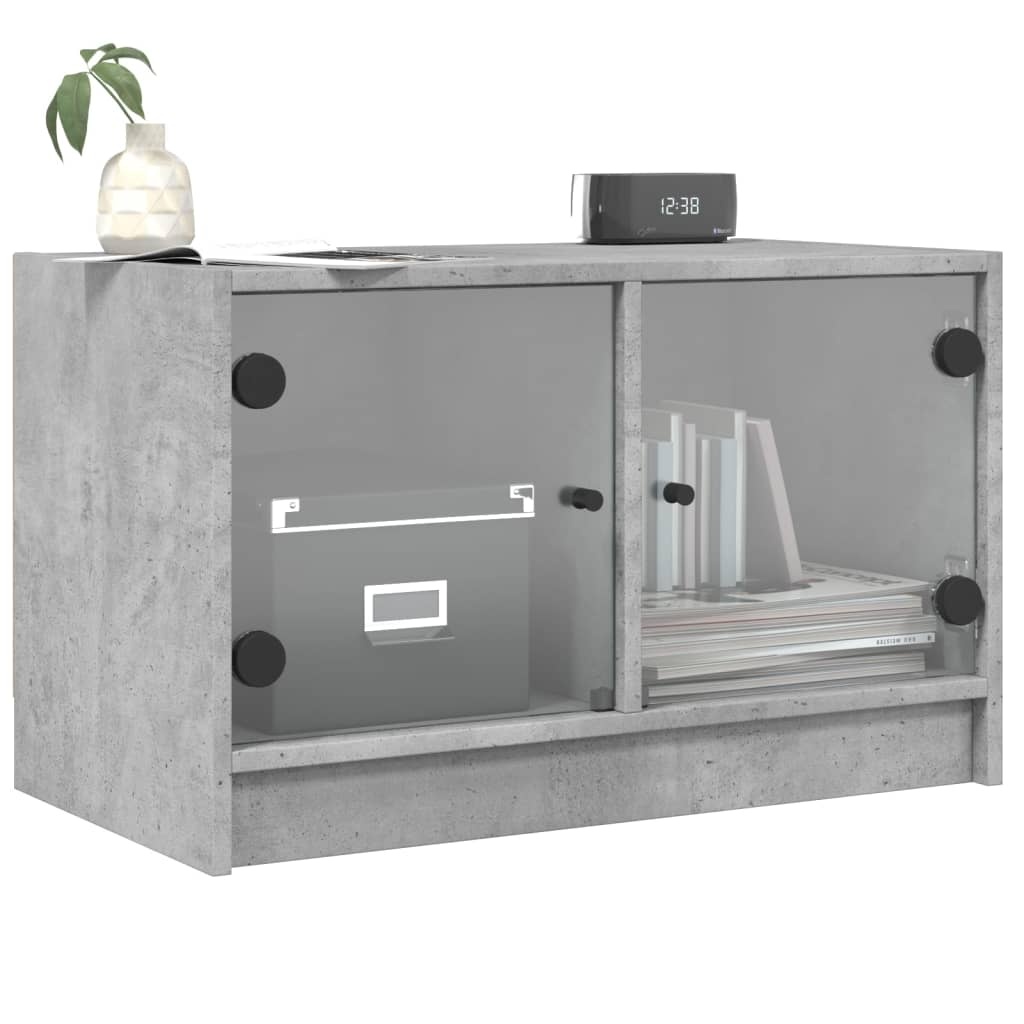 VidaXL Tv-meubel met glazen deuren 68x37x42 cm betongrijs