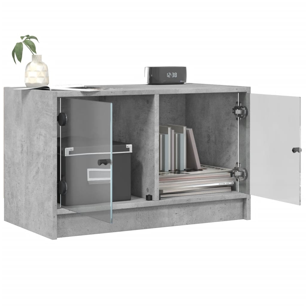 VidaXL Tv-meubel met glazen deuren 68x37x42 cm betongrijs