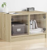 VidaXL Tv-meubel met glazen deuren 68x37x42 cm sonoma eikenkleurig
