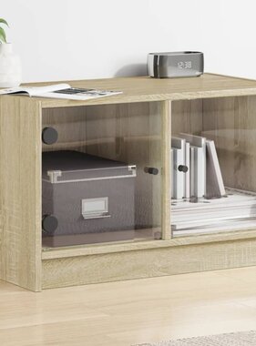 VidaXL Tv-meubel met glazen deuren 68x37x42 cm sonoma eikenkleurig