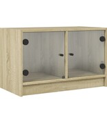VidaXL Tv-meubel met glazen deuren 68x37x42 cm sonoma eikenkleurig