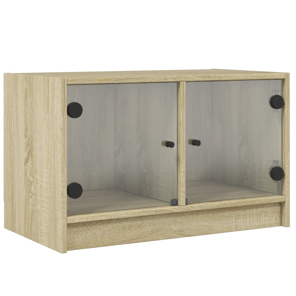 VidaXL Tv-meubel met glazen deuren 68x37x42 cm sonoma eikenkleurig
