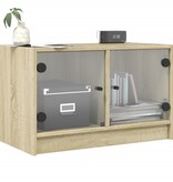 VidaXL Tv-meubel met glazen deuren 68x37x42 cm sonoma eikenkleurig
