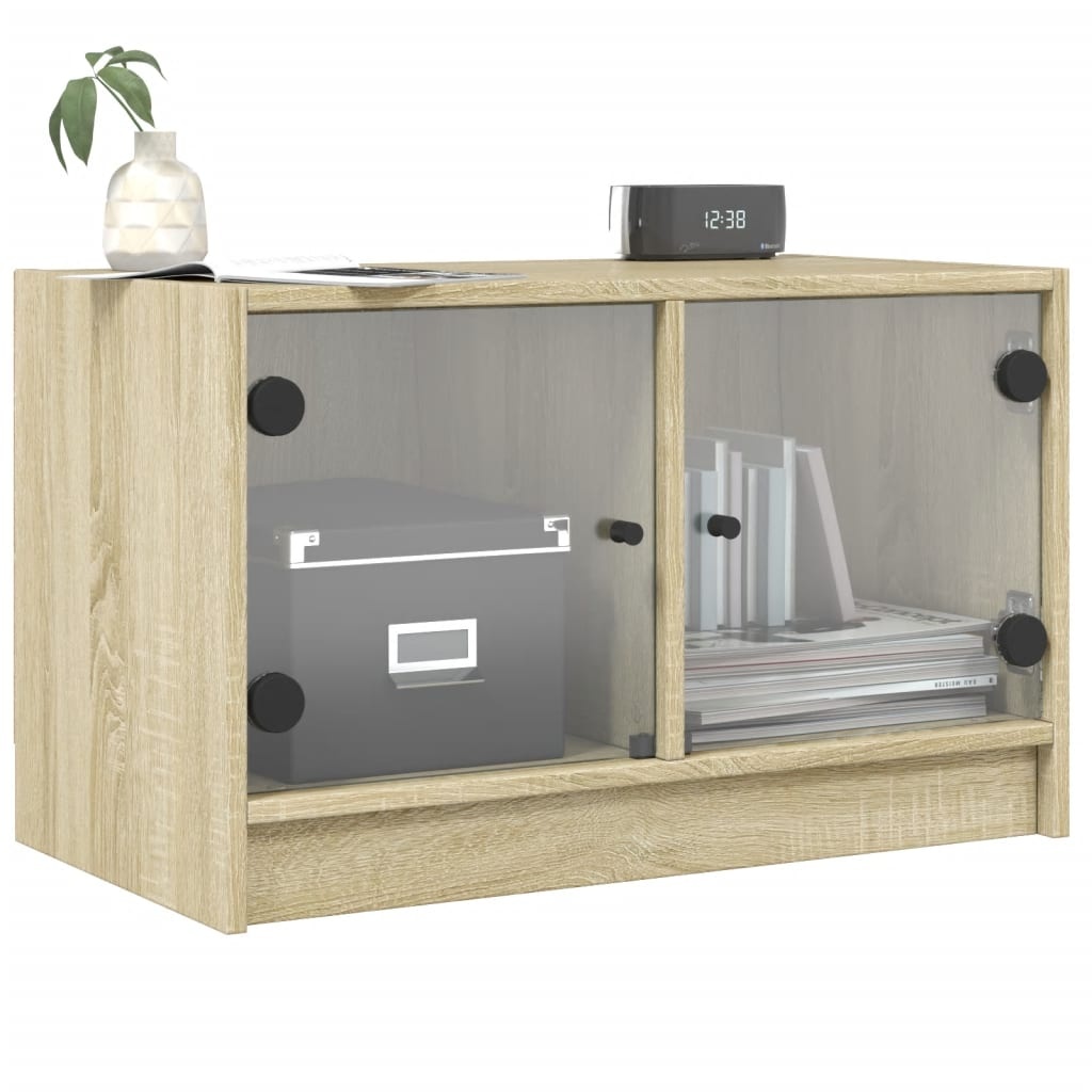 VidaXL Tv-meubel met glazen deuren 68x37x42 cm sonoma eikenkleurig