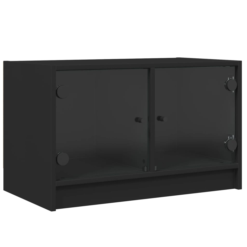 VidaXL Tv-meubel met glazen deuren 68x37x42 cm zwart