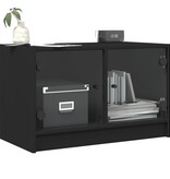 VidaXL Tv-meubel met glazen deuren 68x37x42 cm zwart