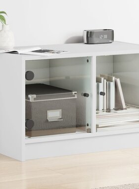 VidaXL Tv-meubel met glazen deuren 68x37x42 cm wit