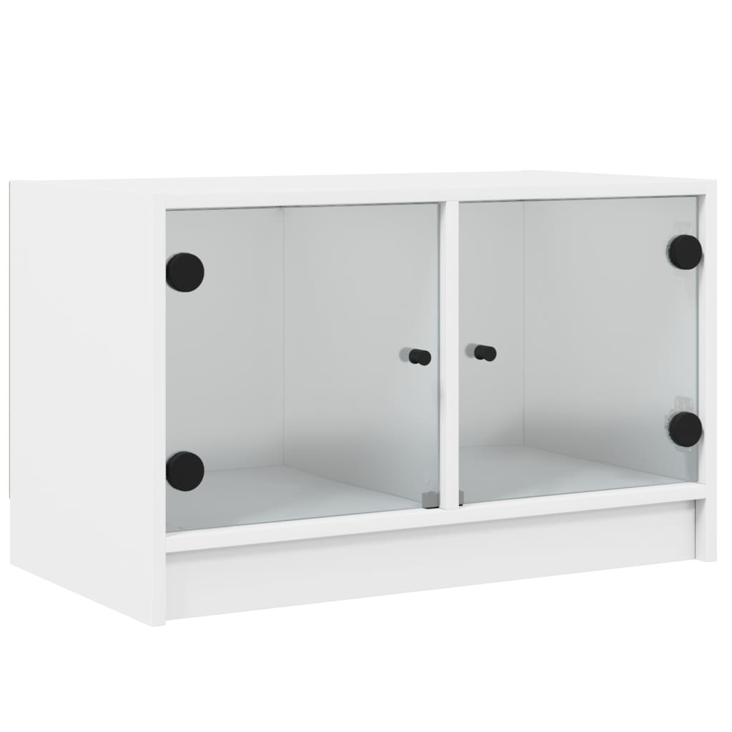 VidaXL Tv-meubel met glazen deuren 68x37x42 cm wit
