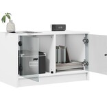 VidaXL Tv-meubel met glazen deuren 68x37x42 cm wit