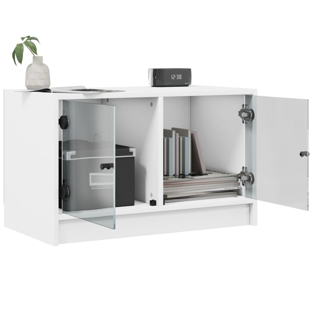 VidaXL Tv-meubel met glazen deuren 68x37x42 cm wit