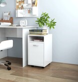 VidaXL Bijzetkast met wielen 33x38x60 cm spaanplaat hoogglans wit