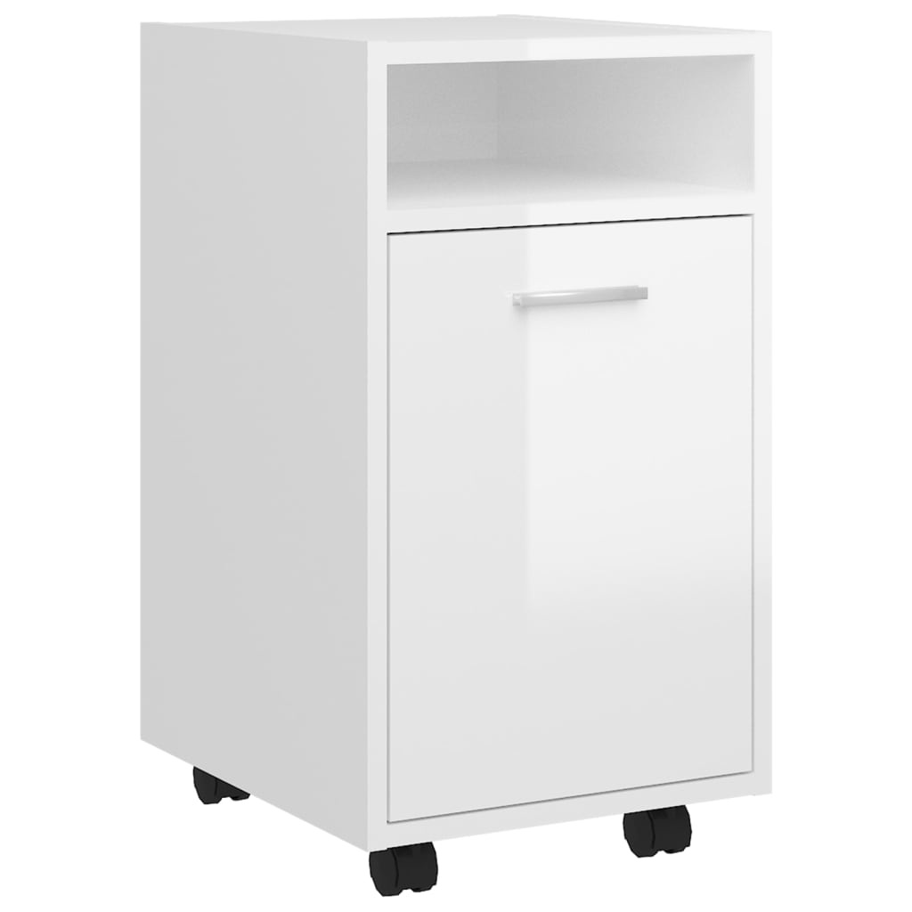 VidaXL Bijzetkast met wielen 33x38x60 cm spaanplaat hoogglans wit